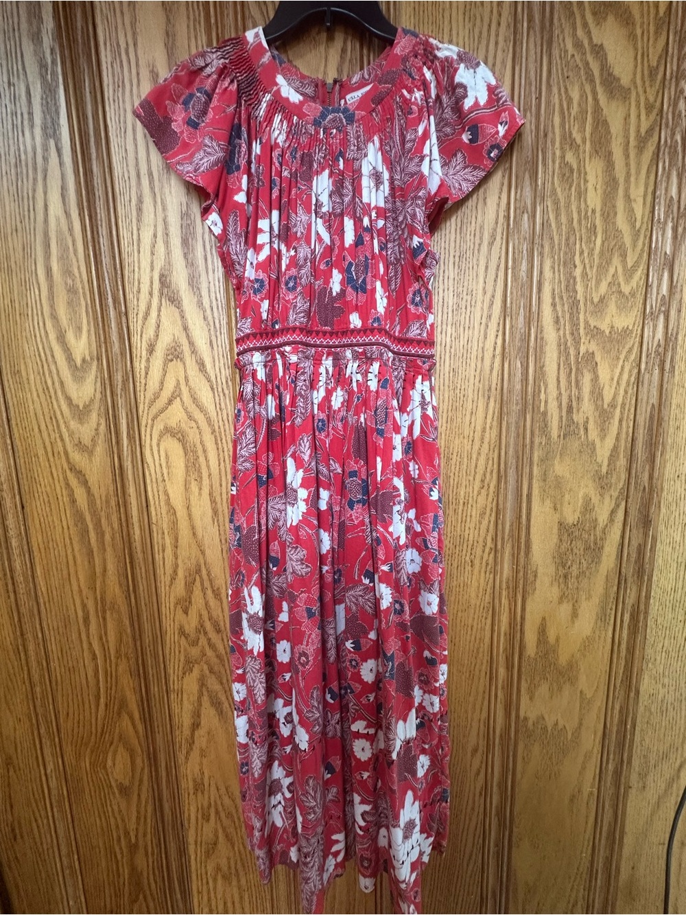 Ulla Johnson Lottie Floral Cotton Voile Midi Dress Red Size 4 - Picture 8 of 16